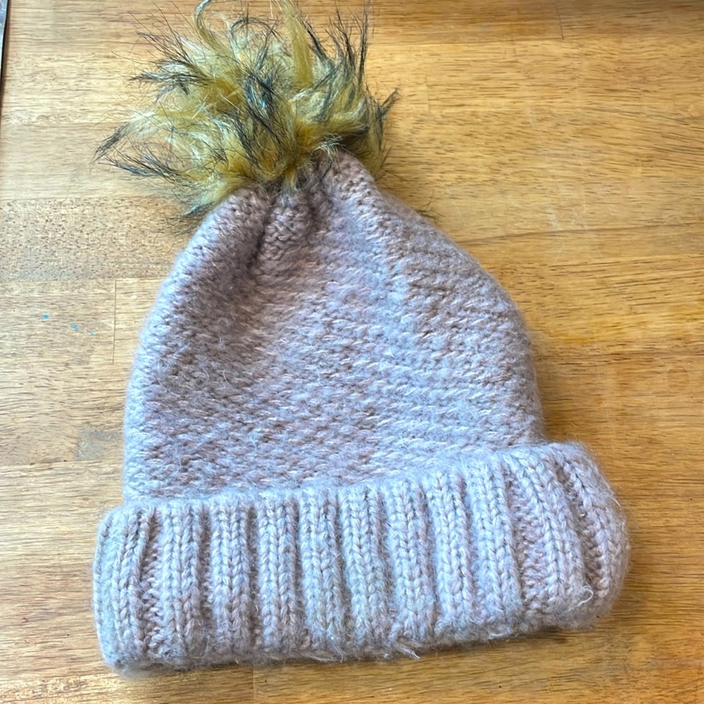 Mink Fur Pom Cable Knit Beanie/Toboggan